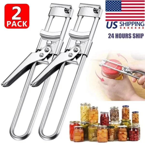 2X Adjustable Multifunctional Stainless Steel Can Opener Jar Lid Gripper Kitchen