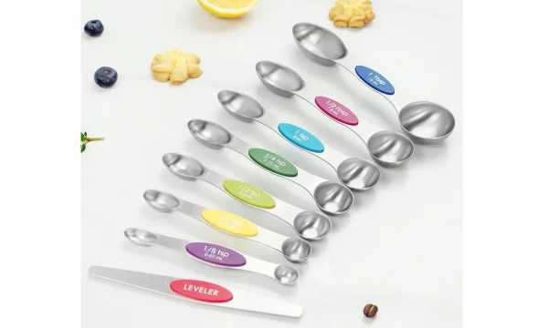 Magnetic Dual Sided Measuring Spoons with Leveler Set of 8-3 Colors To Pick From - Image 3