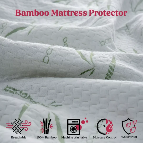 Bamboo Mattress Protector Hypoallergenic & Breathable Waterproof Mattress Cover - Image 3