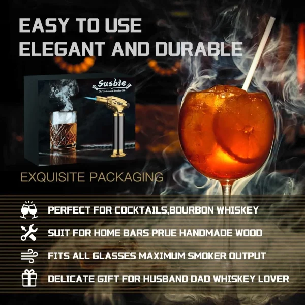 Luxury Cocktail Smoker Kit with Torch and 4 Flavors Wood Chips Perfect Gift - Image 3