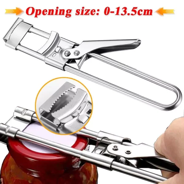 2X Adjustable Multifunctional Stainless Steel Can Opener Jar Lid Gripper Kitchen - Image 2