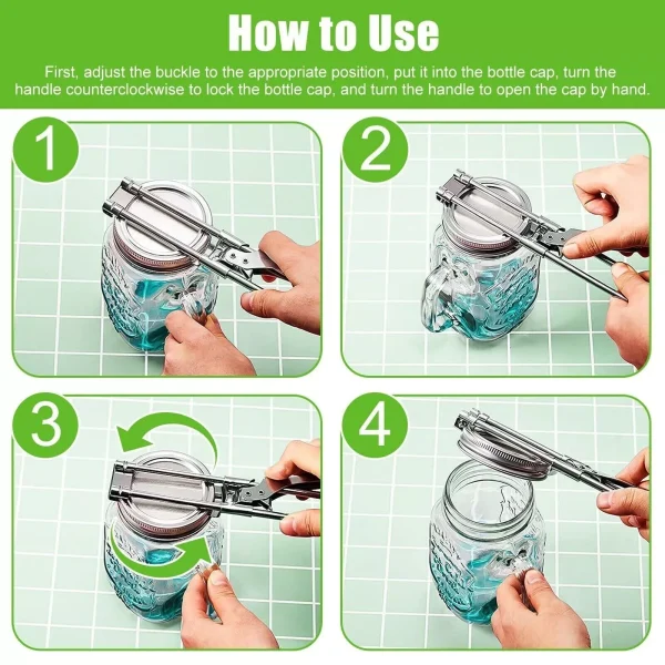 2X Adjustable Multifunctional Stainless Steel Can Opener Jar Lid Gripper Kitchen - Image 6