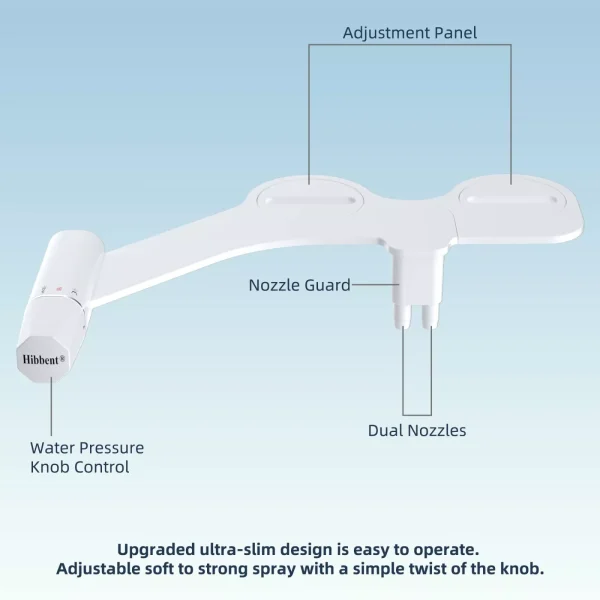 Bidet Fresh Water Spray Kit Non Electric Toilet Seat Attachment with Dual Nozzle - Image 7