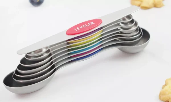 Magnetic Dual Sided Measuring Spoons with Leveler Set of 8-3 Colors To Pick From - Image 2